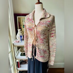 Elegant Made in ITALY Knit Cardigan with Tie Front